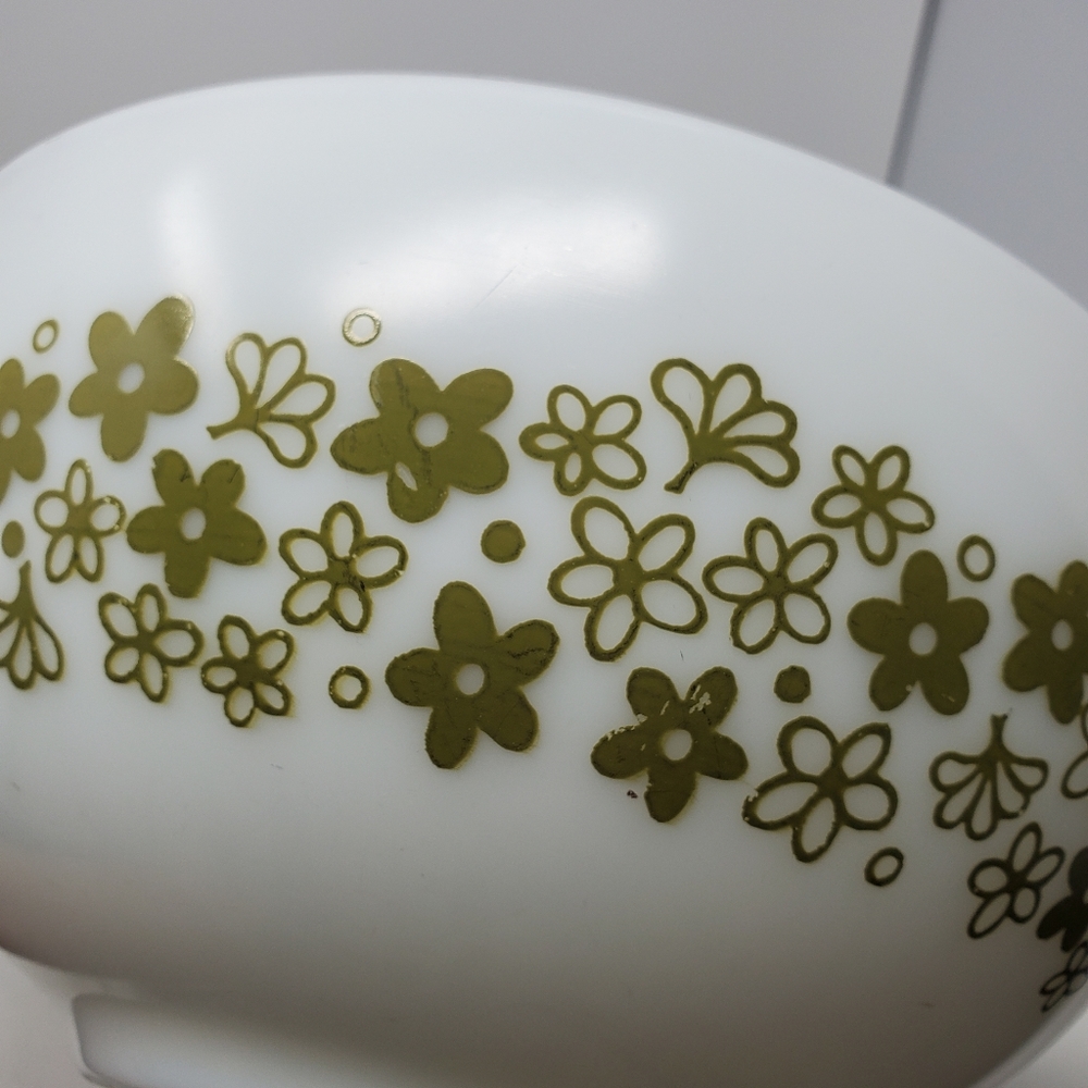 VTG Pyrex Green Spring Blossom Crazy Daisy Cinderella Mixing Bowl Set - Picture 4 of 6